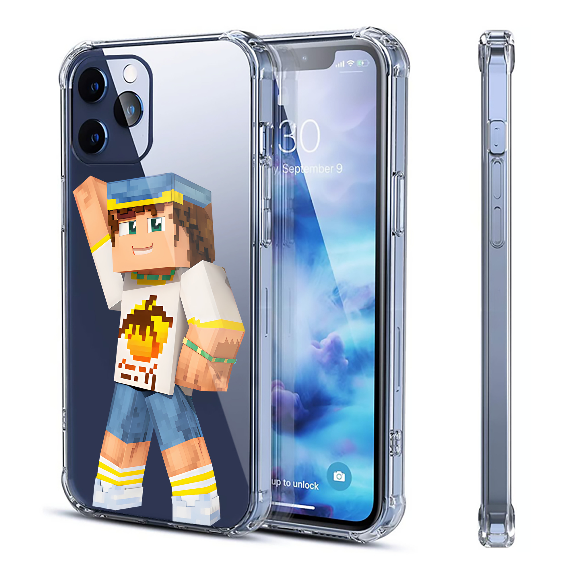（画像用） マインクラフト ブロックの世界 Minecraft MC Block world 【iPhone 12シリーズ対応】透明スマホケース（クリアソフトケース）